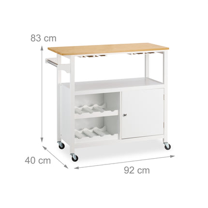 Kitchen Storage Trolley with Wine Rack and Glass Holder