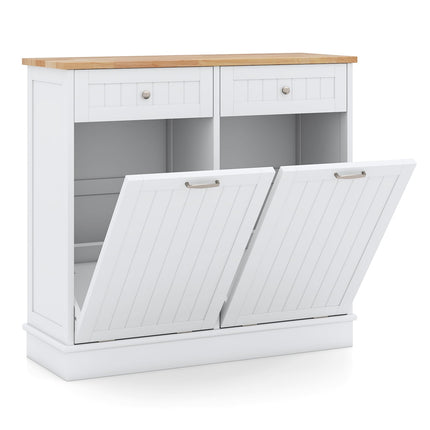 Kitchen Trash Cabinet with Cutting Board & Drawers