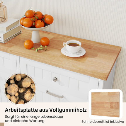Kitchen Trash Cabinet with Cutting Board & Drawers