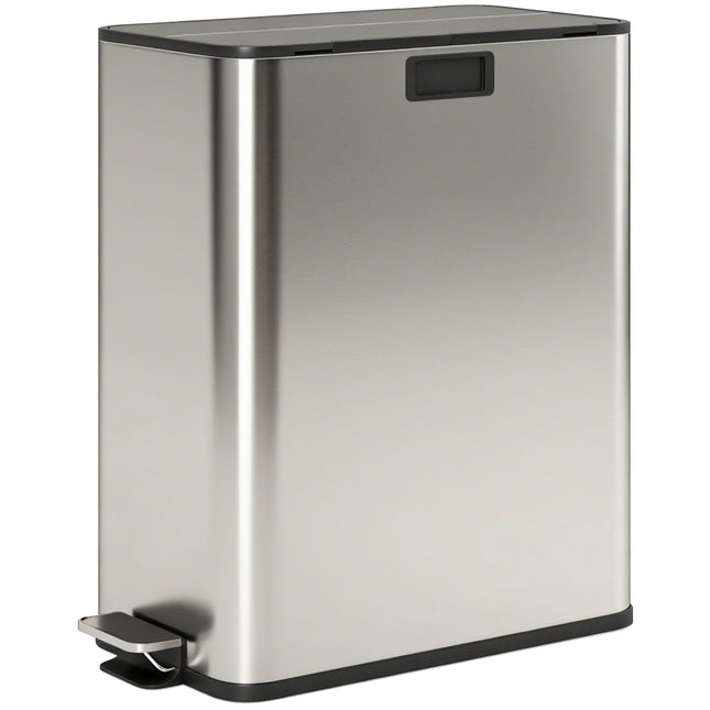 Mülleimer Küche, 2 x 28L Edelstahl Treteimer, Soft-Close-Deckel