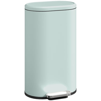 Kitchen Trash Can 30L, Green Metal Pedal Bin with Soft-Close Lid