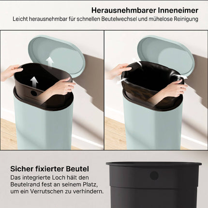 Kitchen Trash Can 30L, Green Metal Pedal Bin with Soft-Close Lid