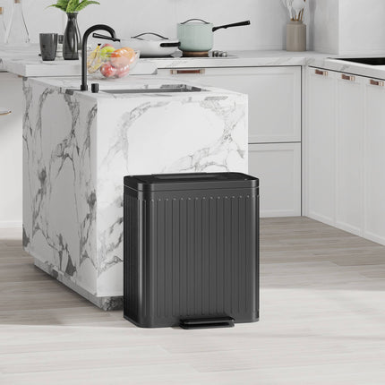 Mülleimer für die Küche, 40L, zwei Fächer, Pedalbedienung