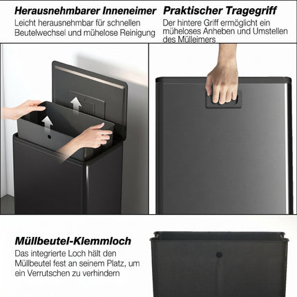 Kitchen Trash Can 45L – Soft-Close Lid, Removable Inner Bin