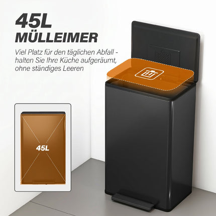 Kitchen Trash Can 45L – Soft-Close Lid, Removable Inner Bin