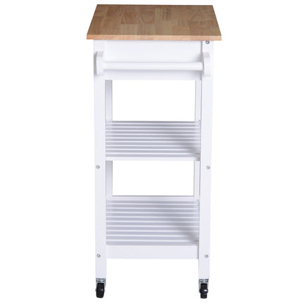 Desserte de cuisine à roulettes avec tiroir, bois, blanc, 64 x 39 x 84,5 cm