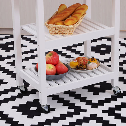 Desserte de cuisine à roulettes avec tiroir, bois, blanc, 64 x 39 x 84,5 cm