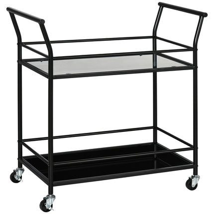 Schwarzer Rollender Küchenwagen - 2 Ablagen, Metall