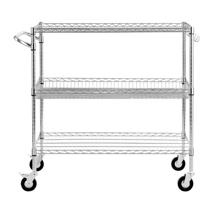 Kitchen Utility Cart, 3-Tier Steel Wire, 1000 lb