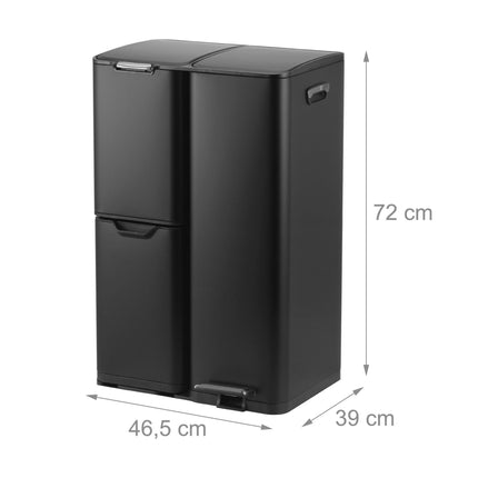Mülleimer Küche, 3 Fächer Stahl, Soft-Close