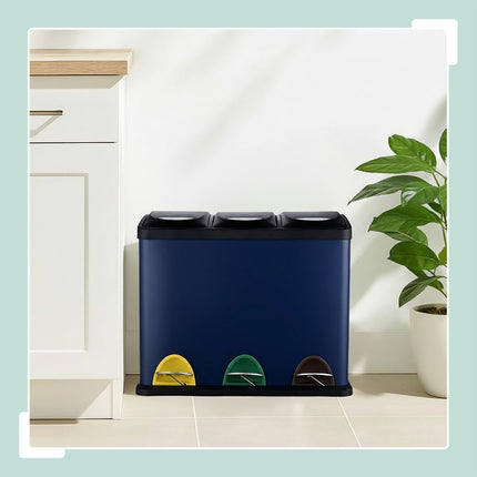 Kitchen Waste Bin, 3 Compartments, 8L Each