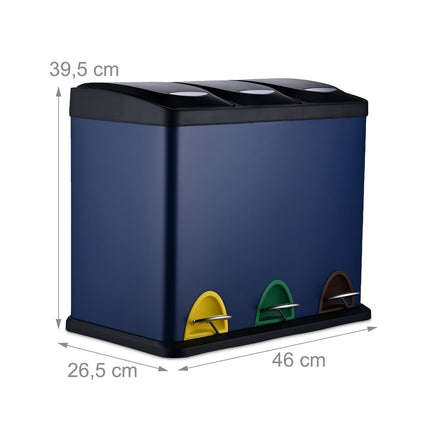 Kitchen Waste Bin, 3 Compartments, 8L Each