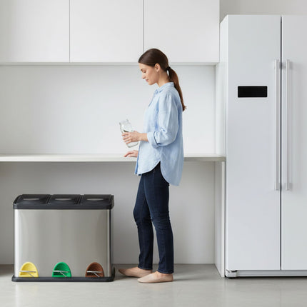 Kitchen Waste Bin, 3 Compartments, 8L Each