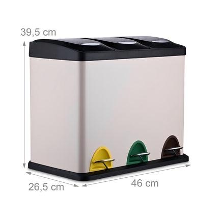 Kitchen Waste Bin, 3 Compartments, 8L Each