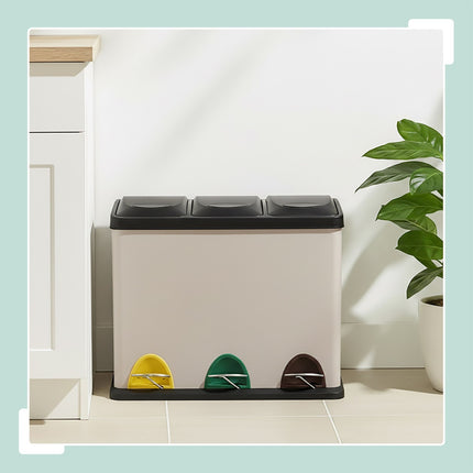 Kitchen Waste Bin, 3 Compartments, 8L Each