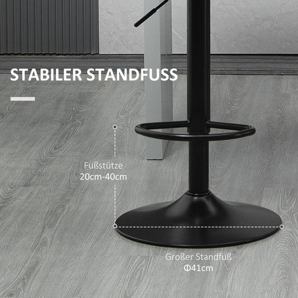 Adjustable gray barstools Set of 2, 360° rotatable, linen look