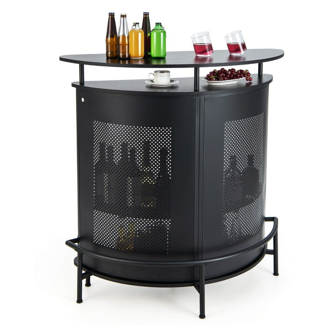 Küchenbartisch mit Stauraum &amp; Fußstütze &amp; verstellbaren Füßen Küchentheke Theke Bar Schwarz