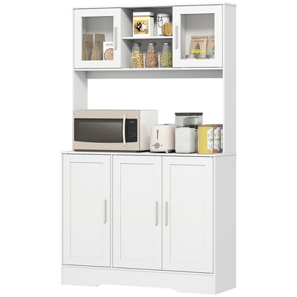 Küchenschrank, skandinavisches Design, 4 Schränke, verstellbare Einlegeböden, Glastüren, offener Raum, Spanplatte, MDF, weiß