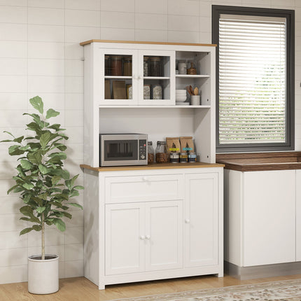 Weißer Küchenbuffetschrank - multifunktionale Aufbewahrung, 100x40x180 cm