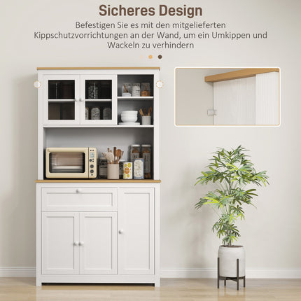 Weißer Küchenbuffetschrank - multifunktionale Aufbewahrung, 100x40x180 cm