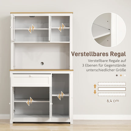 Weißer Küchenbuffetschrank - multifunktionale Aufbewahrung, 100x40x180 cm