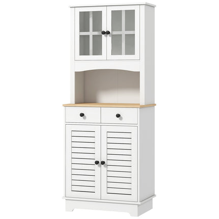 Tall white kitchen buffet cabinet, adjustable shelves, 170 cm