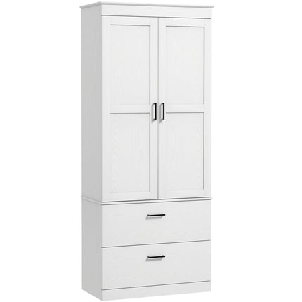 Hoher Küchenbuffetschrank, verstellbare Einlegeböden, Cremeweiß