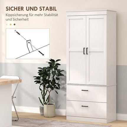 Hoher Küchenbuffetschrank, verstellbare Einlegeböden, Cremeweiß