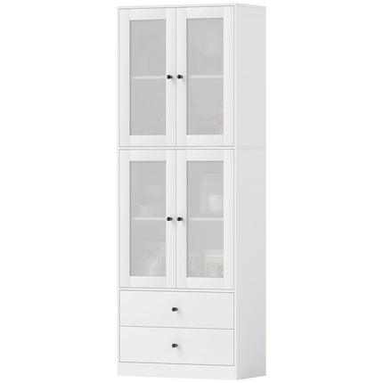 Meuble de cuisine, meuble haut avec tiroir, étagères réglables, buffet de cuisine avec 2 compartiments pour salon, salle à manger, 59 x 30 x 170 cm, blanc Aosom