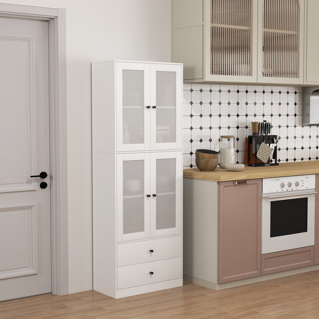 Weißer hoher Küchenschrank, verstellbare Einlegeböden, Schublade