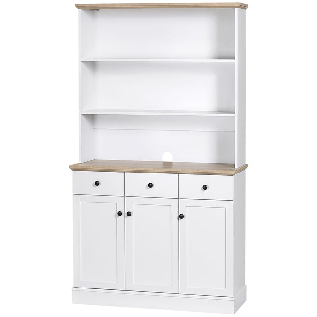 Hoher weißer Küchenschrank mit Schubladen und Regalen, 101x39x180,5 cm