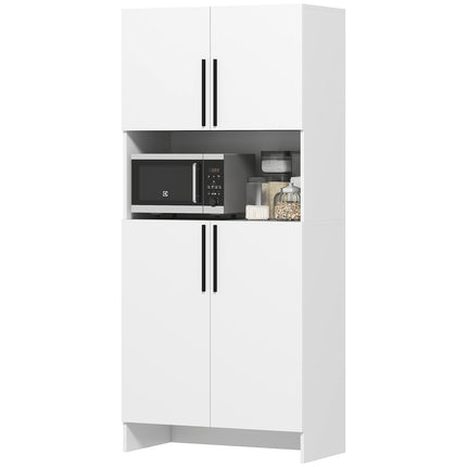 Weißer Küchenhochschrank, Türen mit Soft-Close-Funktion, Mikrowellenfach