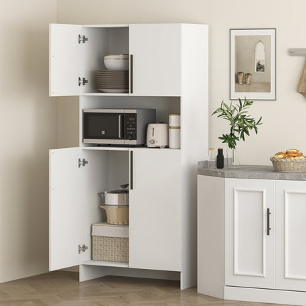 Weißer Küchenhochschrank, Türen mit Soft-Close-Funktion, Mikrowellenfach