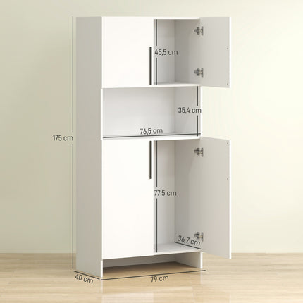 Weißer Küchenhochschrank, Türen mit Soft-Close-Funktion, Mikrowellenfach