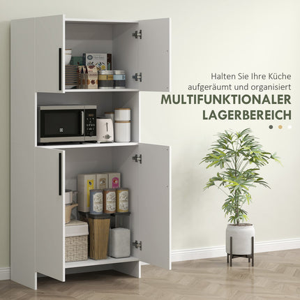 Weißer Küchenhochschrank, Türen mit Soft-Close-Funktion, Mikrowellenfach
