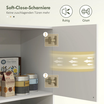 Weißer Küchenhochschrank, Türen mit Soft-Close-Funktion, Mikrowellenfach