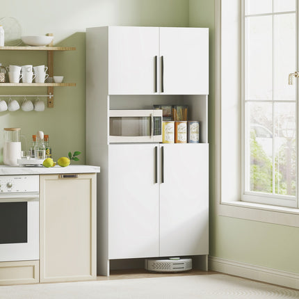 Weißer Küchenhochschrank, Türen mit Soft-Close-Funktion, Mikrowellenfach