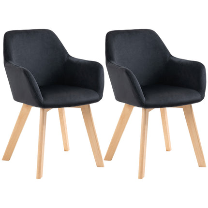 Ergonomické černé kuchyňské židle, sada 2 ks, dřevo a polyester