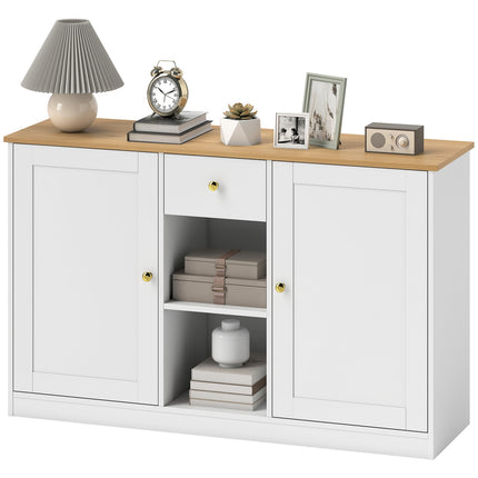 Weißes Sideboard mit Schublade und Ablagen, 120cm