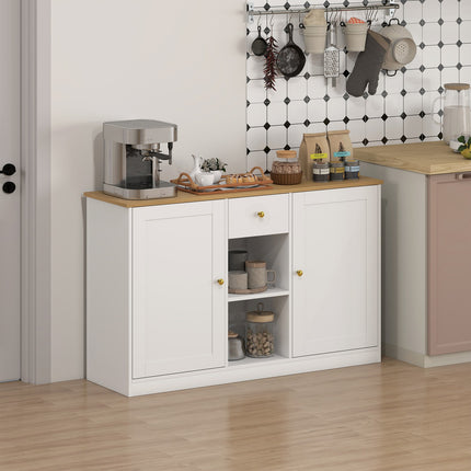 Weißes Sideboard mit Schublade und Ablagen, 120cm