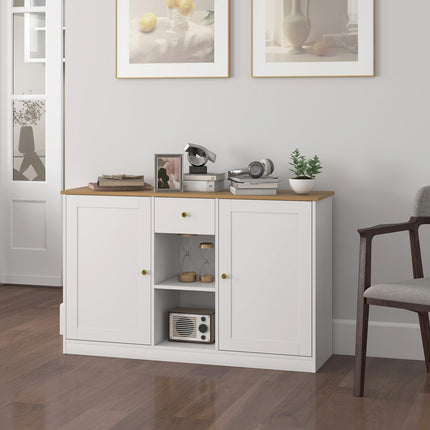 Weißes Sideboard mit Schublade und Ablagen, 120cm
