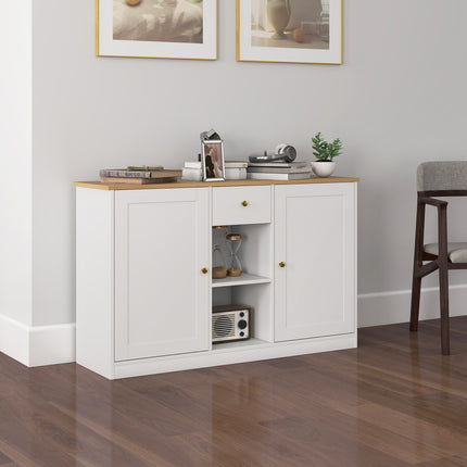 Weißes Sideboard mit Schublade und Ablagen, 120cm