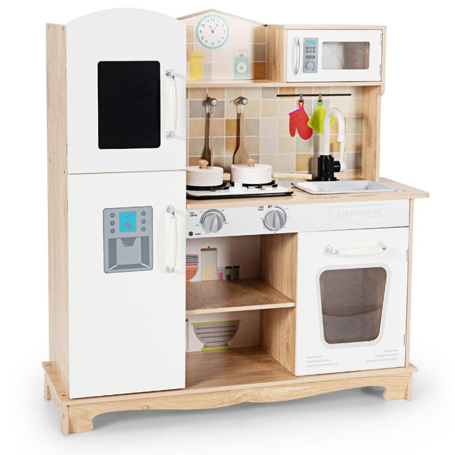 Küchenspielset für Kinder Kinderküche aus Holz 81 x 29 x 88,5 cm weiß + natur
