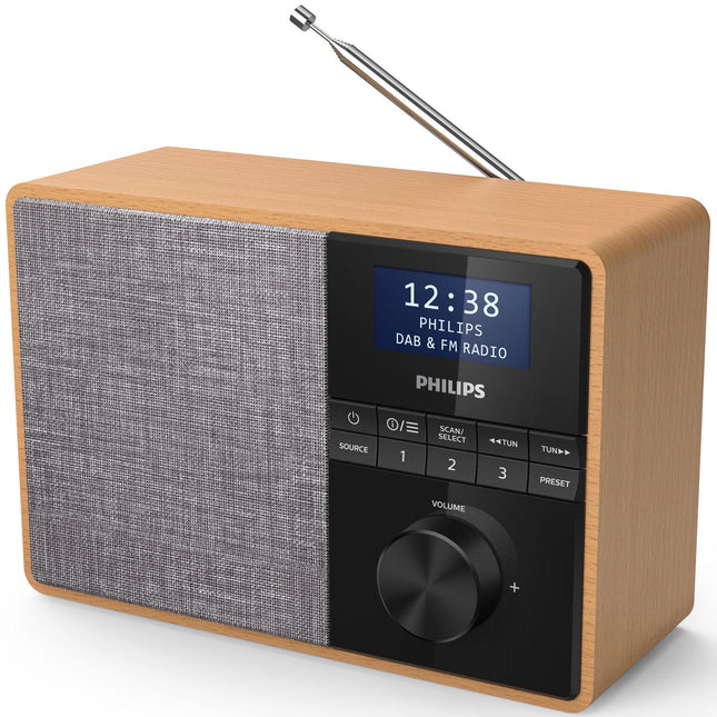 Küchenradio mit Bluetooth. Streamen Sie Ihren Lieblings-Podcast oder Ihre Lieblingsmusik zum Frühstück. Holzgehäuse