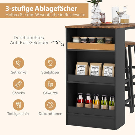 Table de cuisine avec 2 tabourets, table de bistrot peu encombrante, table de comptoir, ensemble de table à manger, table de bar