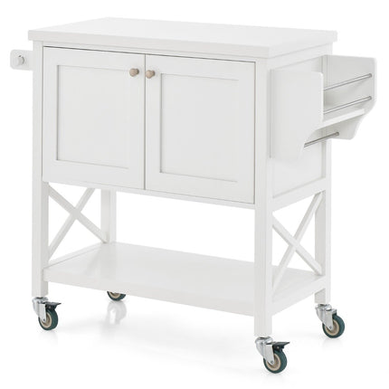 Küchenwagen mit Schrank &amp; Ablage &amp; Handtuchhalter &amp; Gewürzregal Servierwagen weiß
