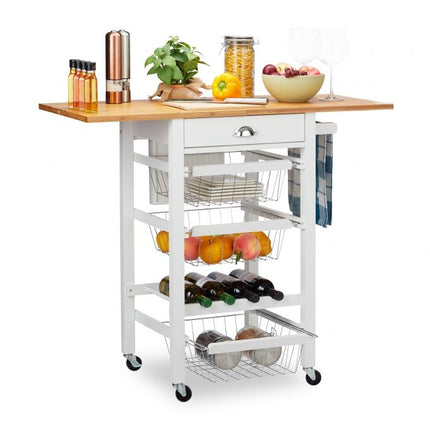 Kitchen trolley with folding worktop