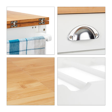 Kitchen trolley with folding worktop