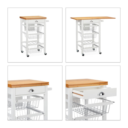 Kitchen trolley with folding worktop