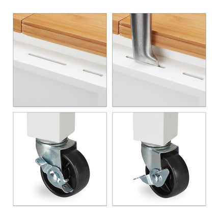 Kitchen trolley with folding worktop